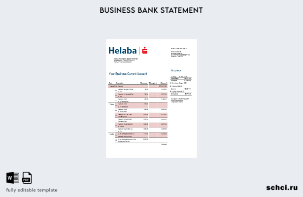 цифровая загрузка выписки по счету фирмы Helaba Bank Шаблон в формате Word и PDF